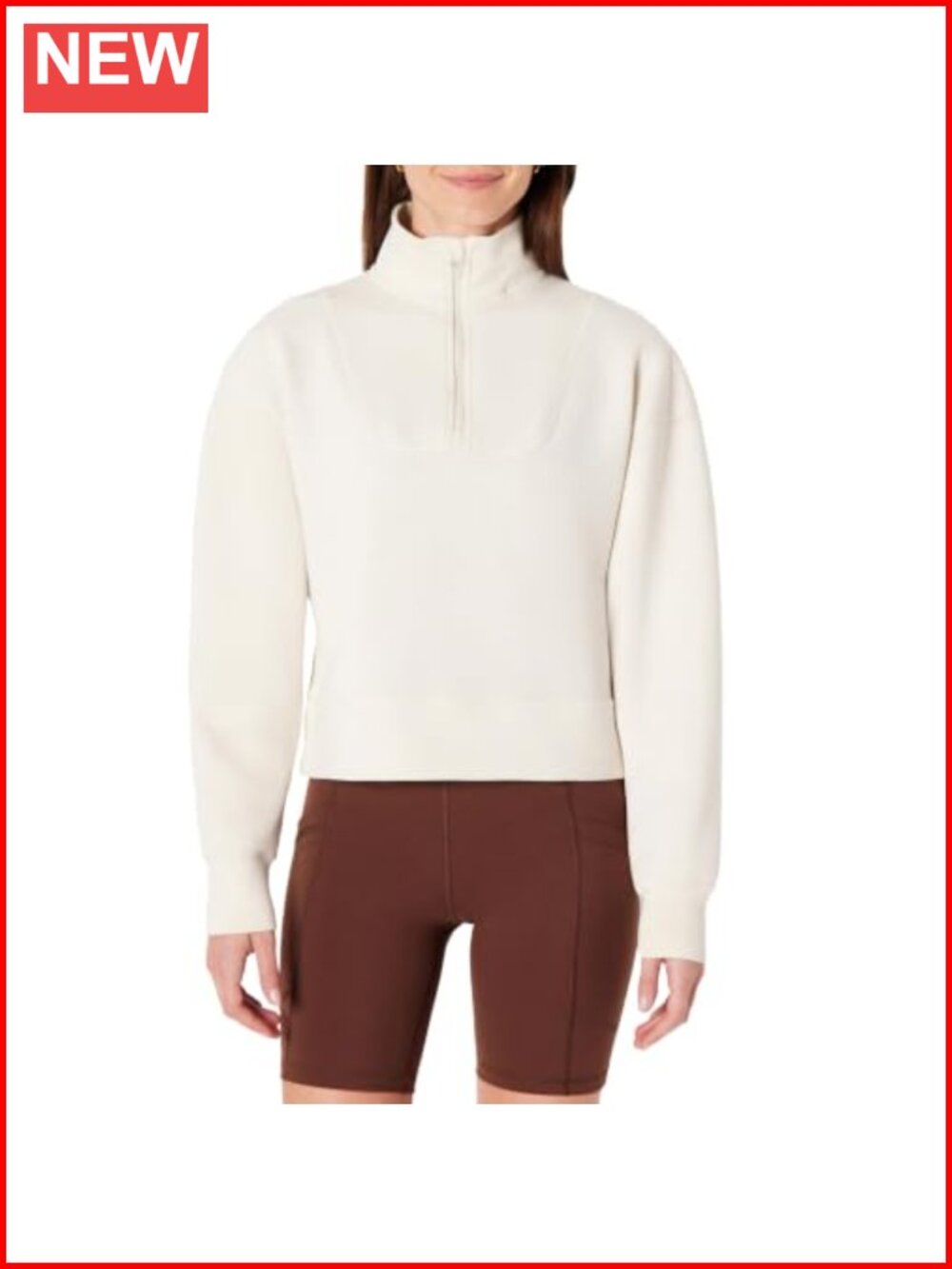 Women's Active Half Zip Pullover Sweatshirt Oversized Cropped